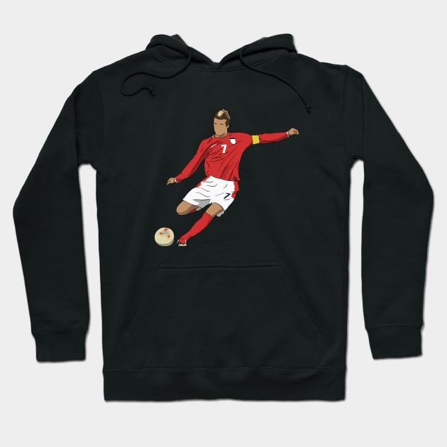 David Beckham Free Kick England Hoodie by NostalgiaUltra